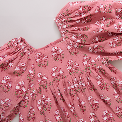 Girls Mary Barrett Dress - Pink Strawflower