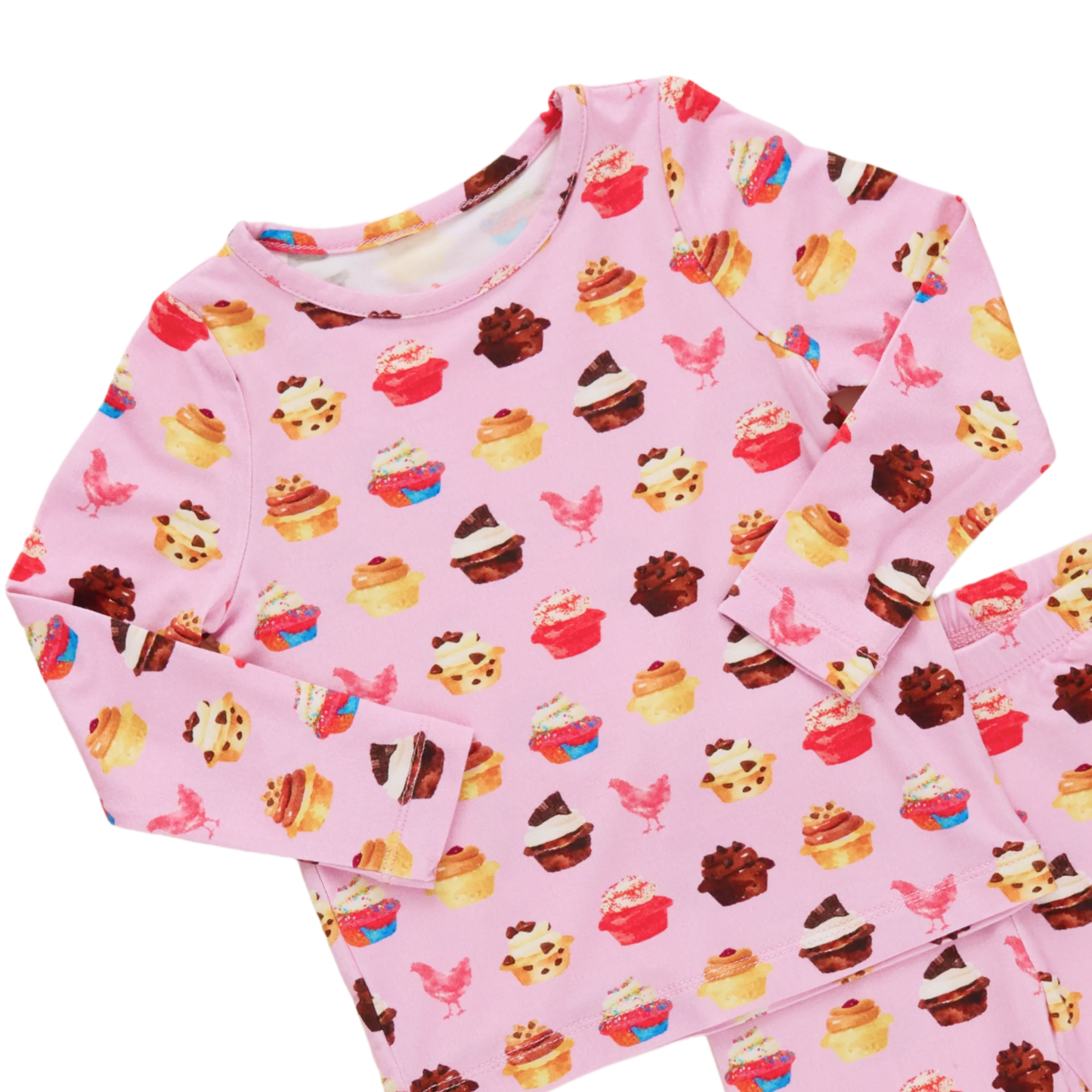 Kids Bamboo PJ Set - Pink Cupcakes