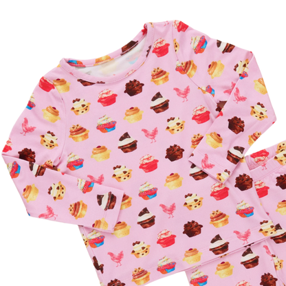 Kids Bamboo PJ Set - Pink Cupcakes