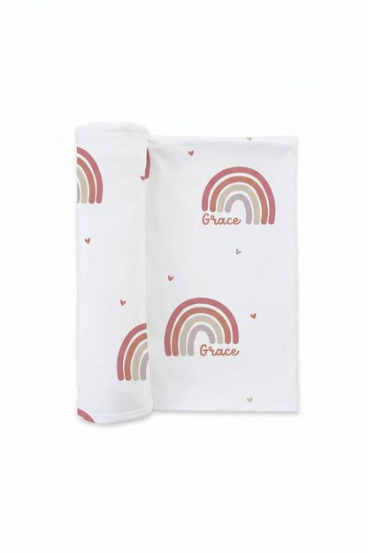 Girlie Rainbow Personalized Baby Name Swaddle