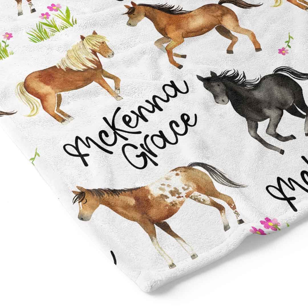 Happy Horses Personalized Toddler Blanket