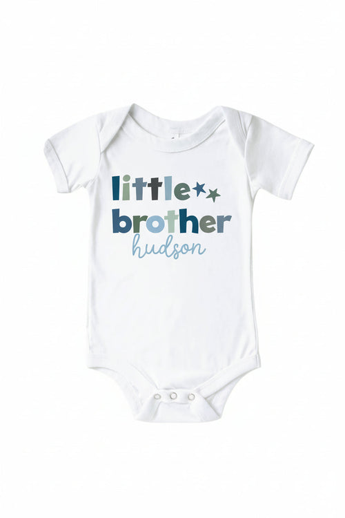 Personalized Little Sibling Graphic Bodysuit | White