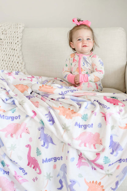 Personalized Kids Blanket | Little Fossil Pink