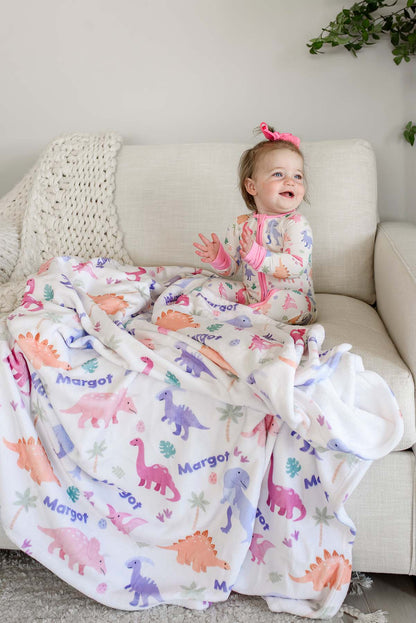 Personalized Kids Blanket | Little Fossil Pink