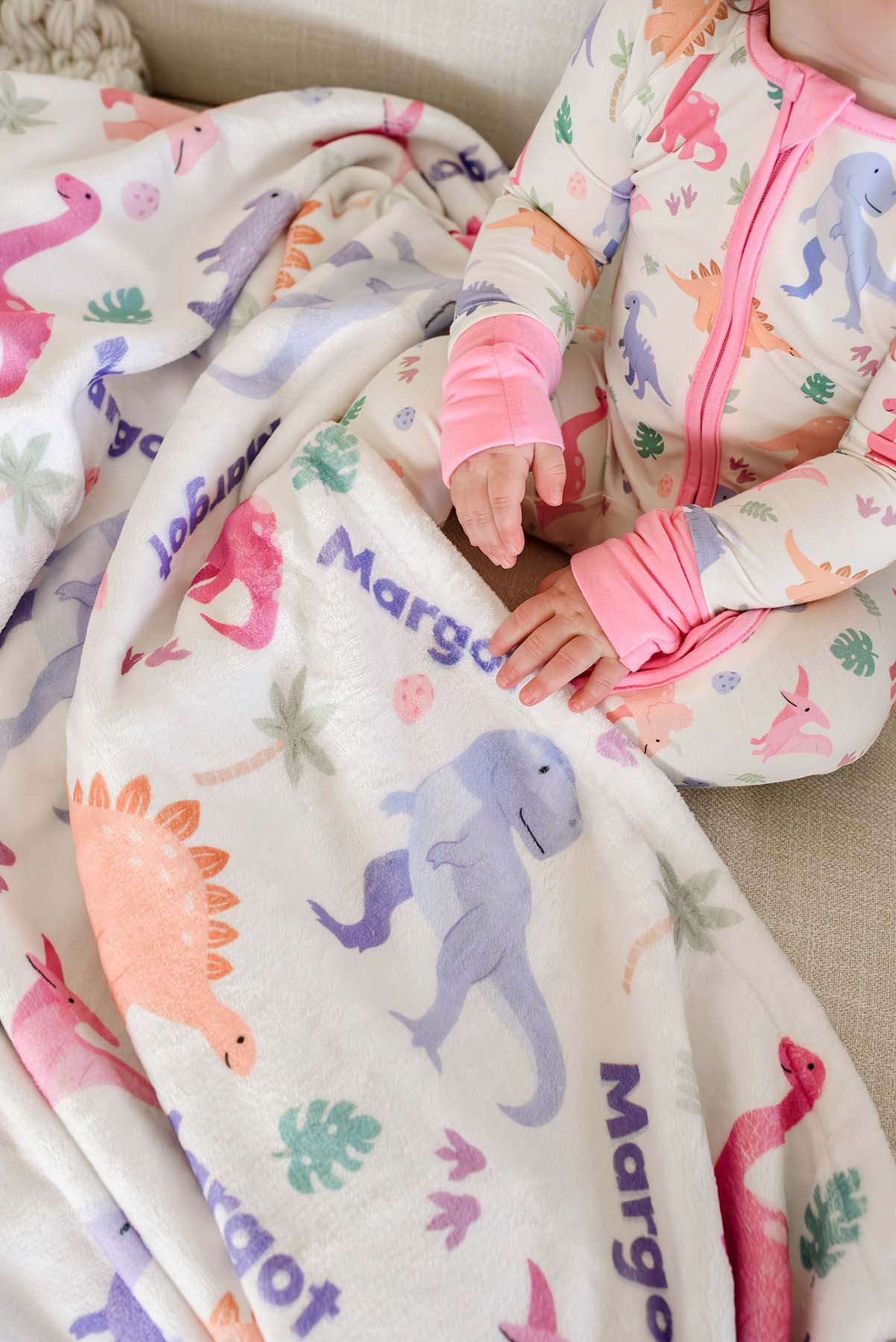 Personalized Kids Blanket | Little Fossil Pink