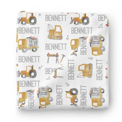 Little Digger Personalized Baby Name Swaddle