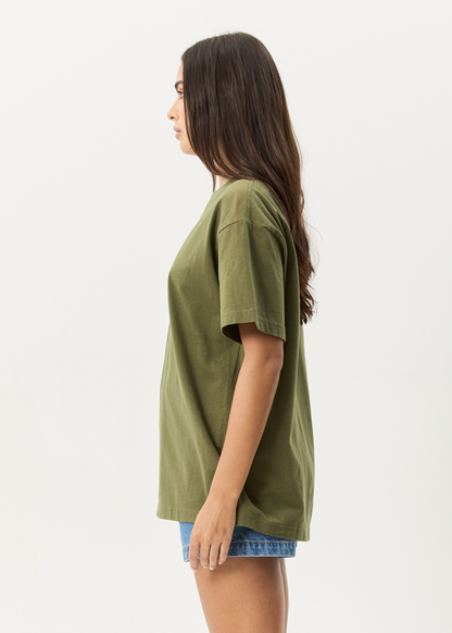 AFENDS Mens Genesis - Heavyweight Boxy Tee - Military