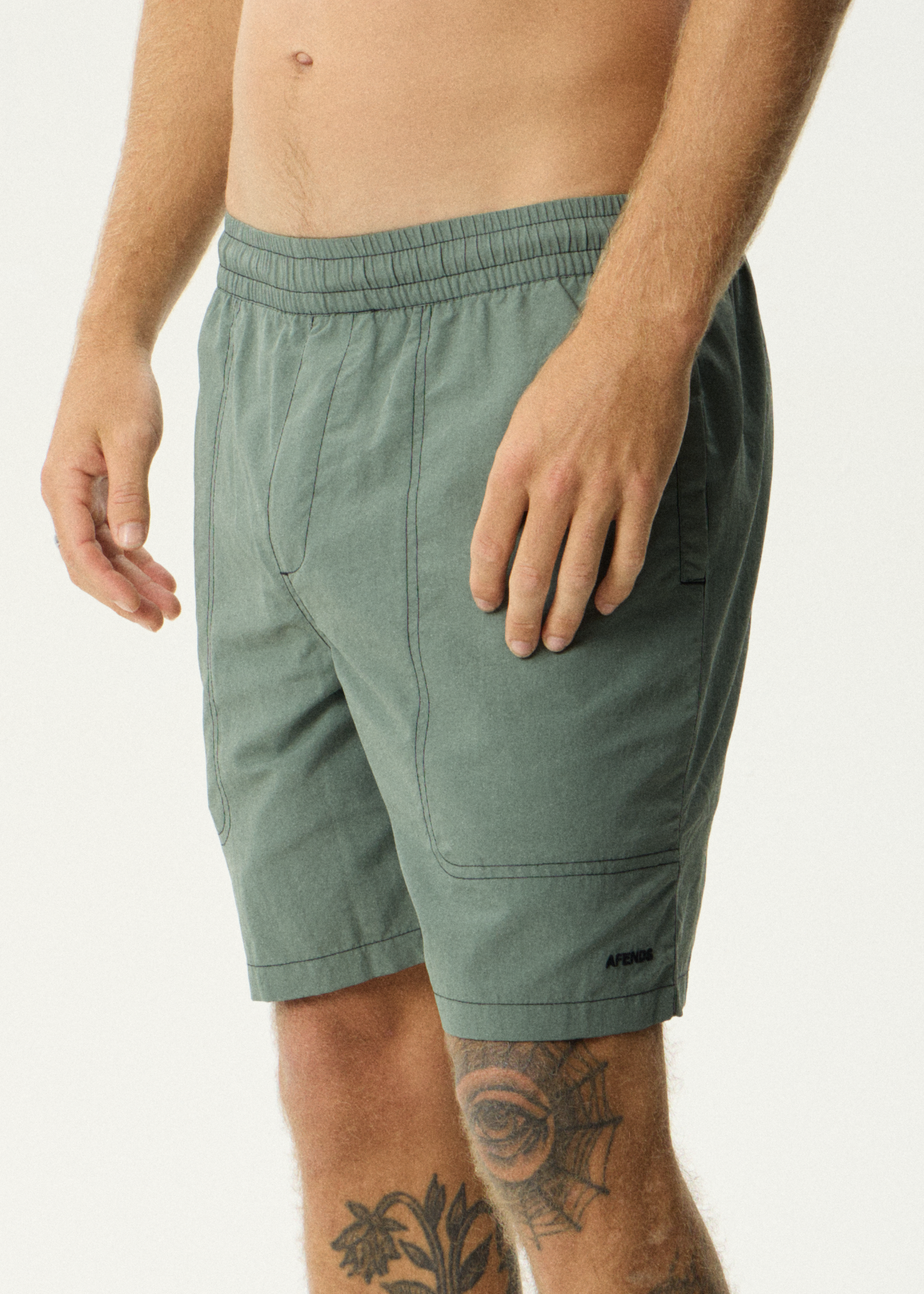 AFENDS Mens Baywatch - Swim Short 18" - Sycamore