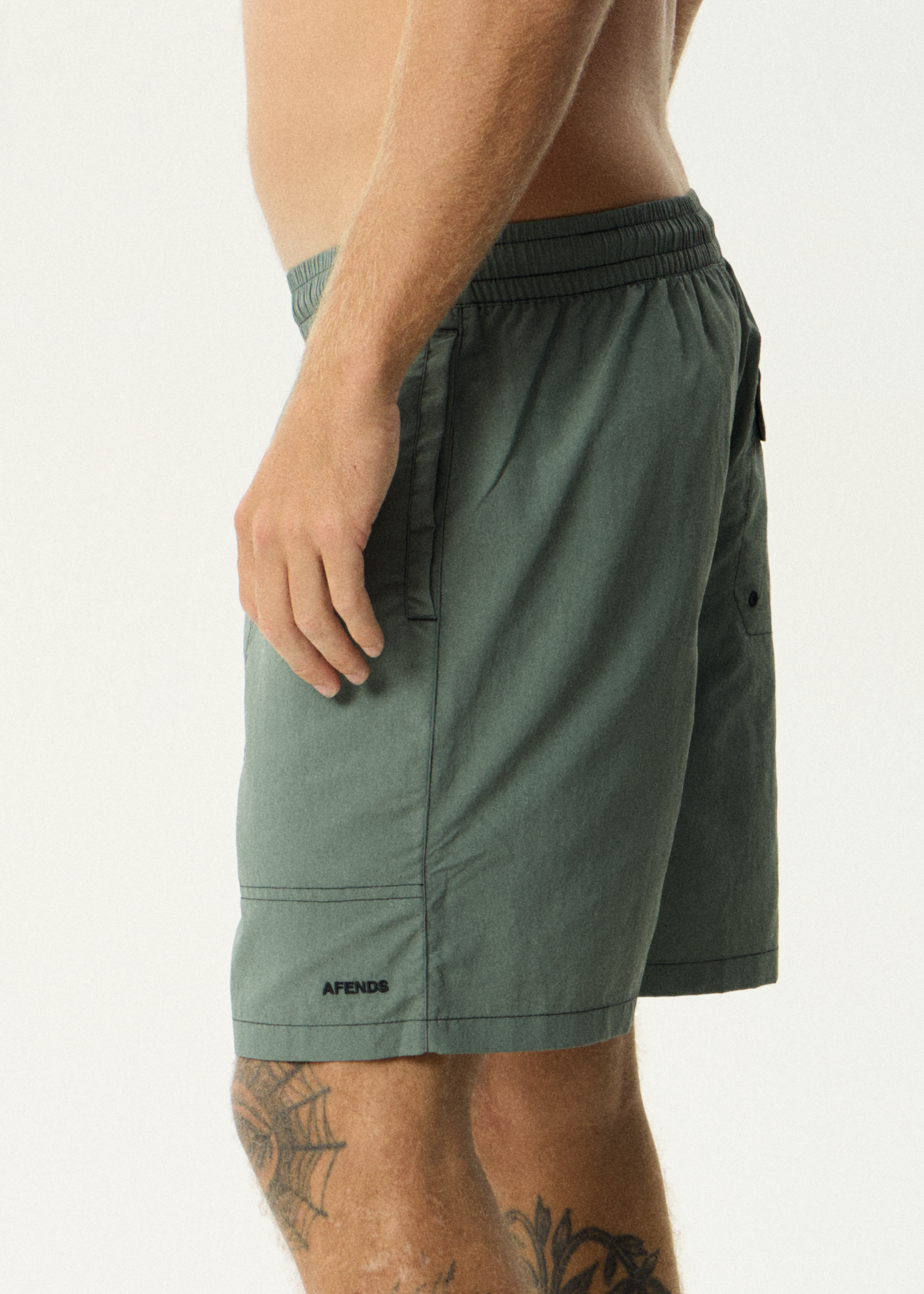 AFENDS Mens Baywatch - Swim Short 18" - Sycamore