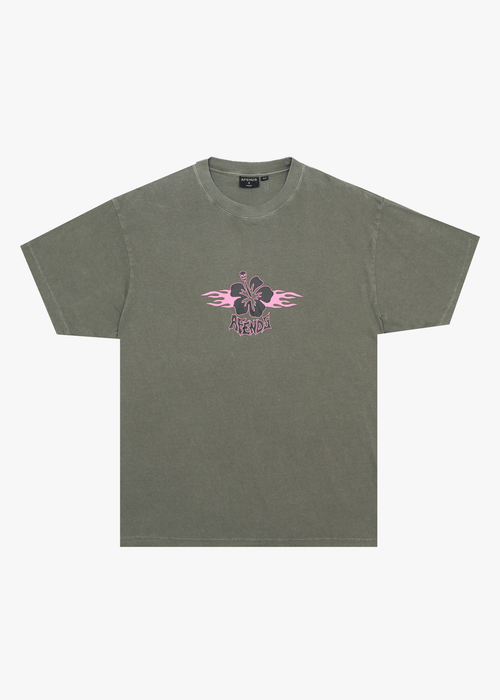 AFENDS Mens Wiped Out - Boxy Tee - Washed Sycamore