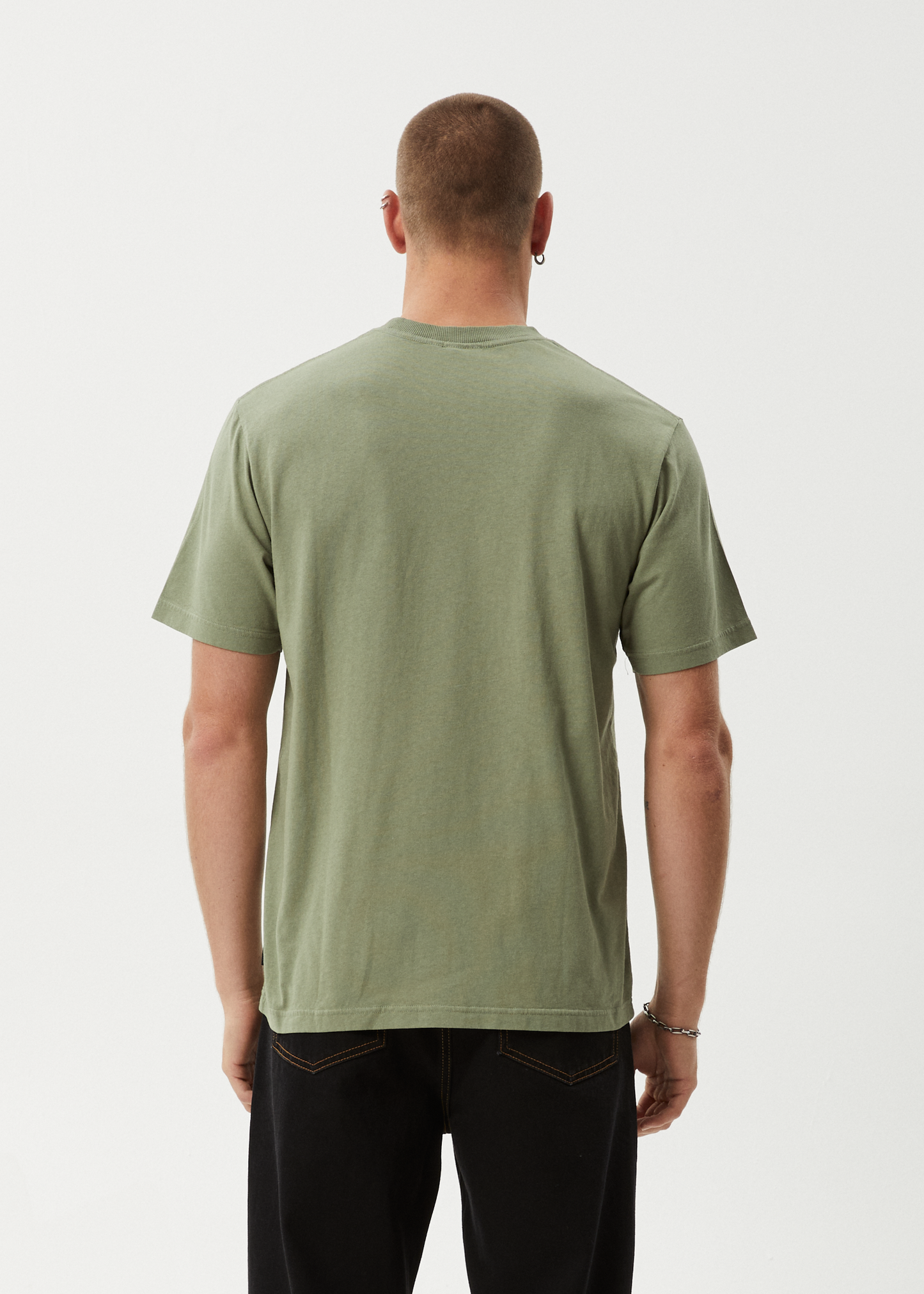 AFENDS Mens Smell The Roses - Retro Tee - Oil Green