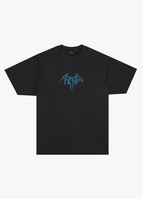 AFENDS Mens Bats - Raglan Boxy Tee - Stone Black