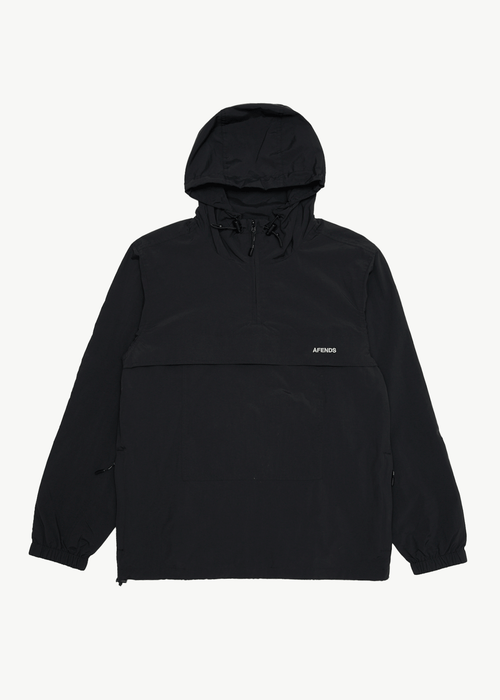 AFENDS Mens System - Water Resistant Spray Anorak Jacket - Black