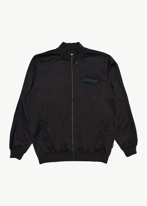 AFENDS Mens Spinal - Track Zip Up Jacket - Black