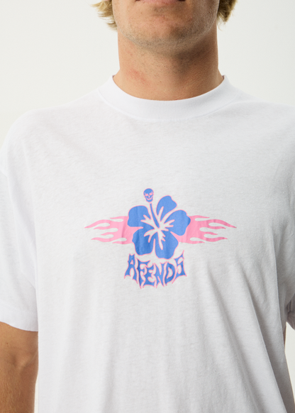 AFENDS Mens Wiped Out - Boxy Tee - White