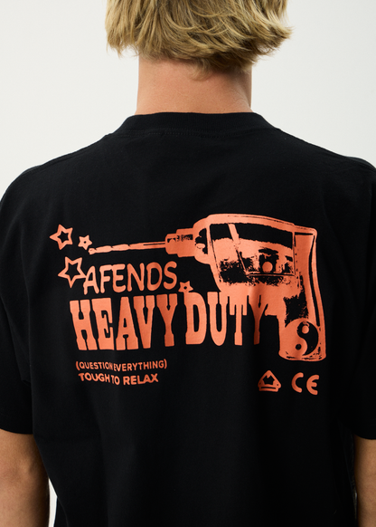 AFENDS Mens Heavy Duty - Heavyweight Boxy Tee - Black