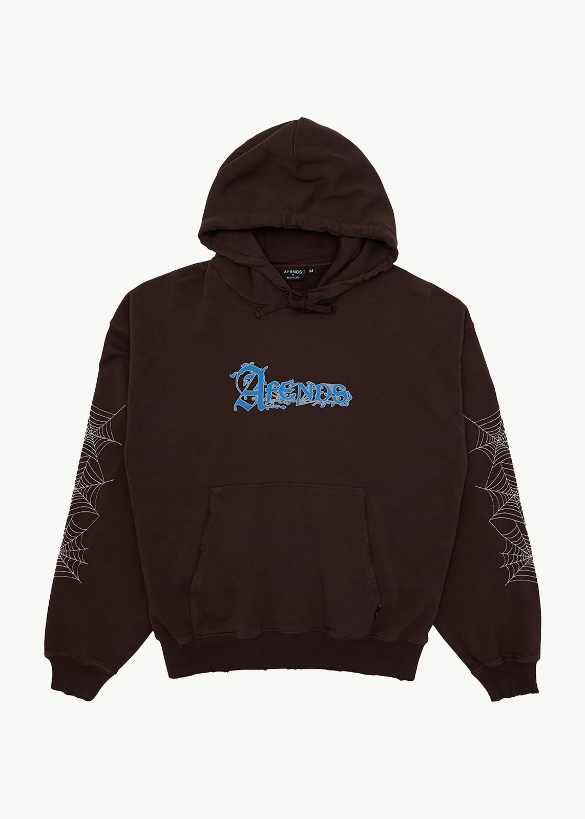AFENDS Mens Labyrinth - Boxy Pull On Hood - Washed Coffee