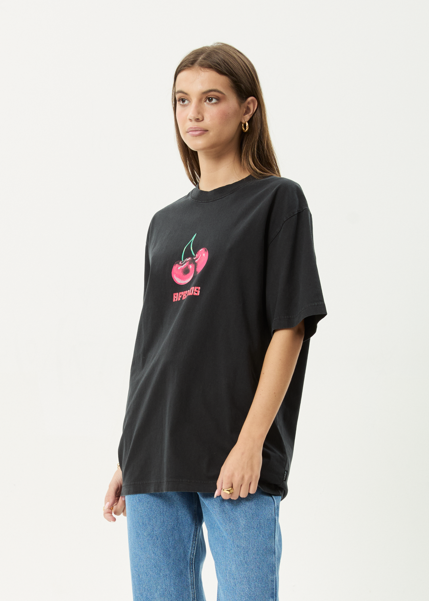 AFENDS Mens Abiza - Retro Tee - Stone Black
