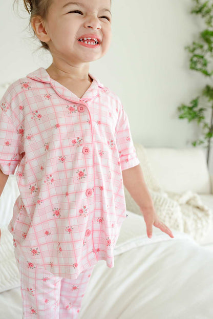 Girls' Two Piece Bamboo Flare Lounge Set | Primrose Plaid