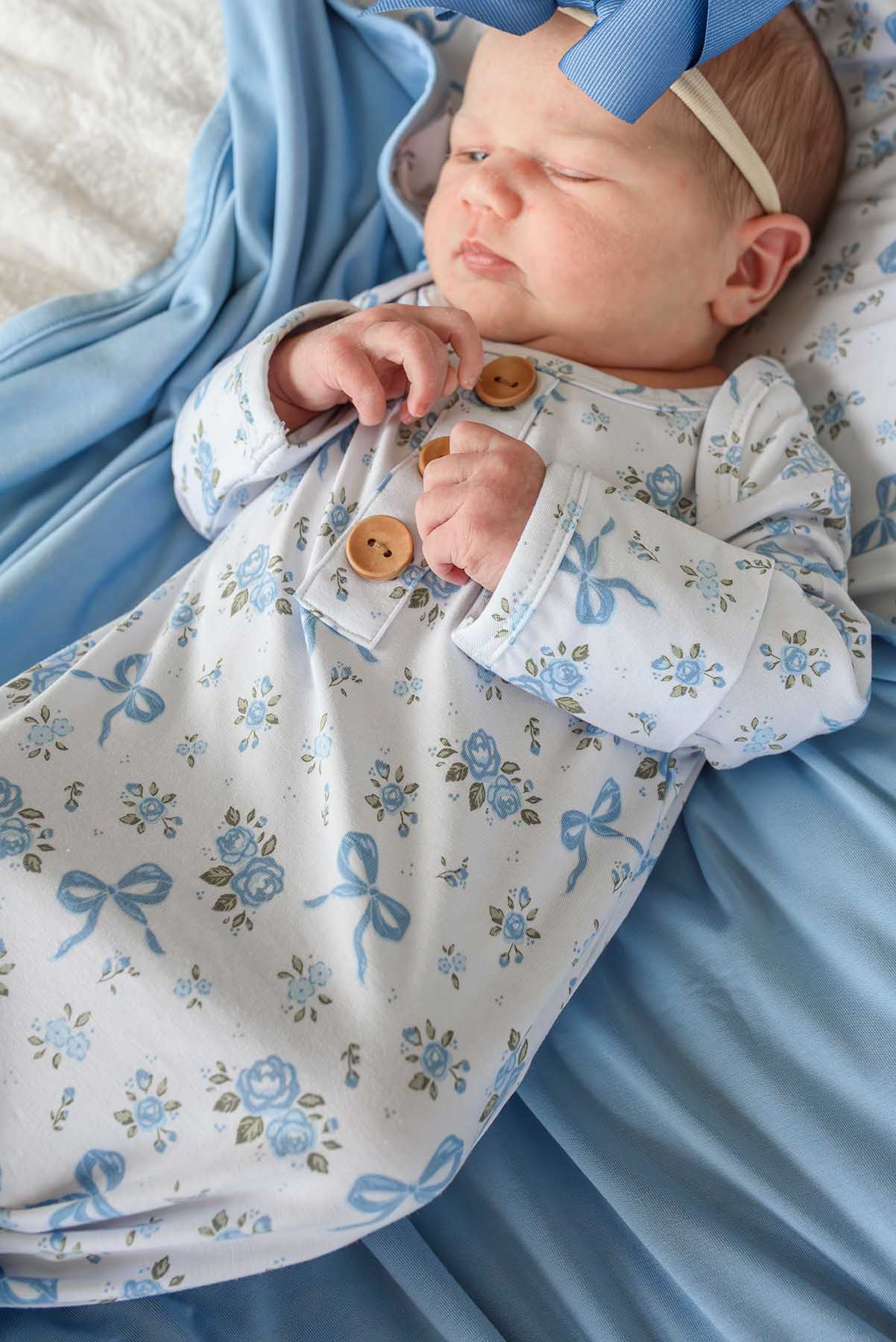 Newborn Baby Knot Gown & Hat Set | Tied In Blooms