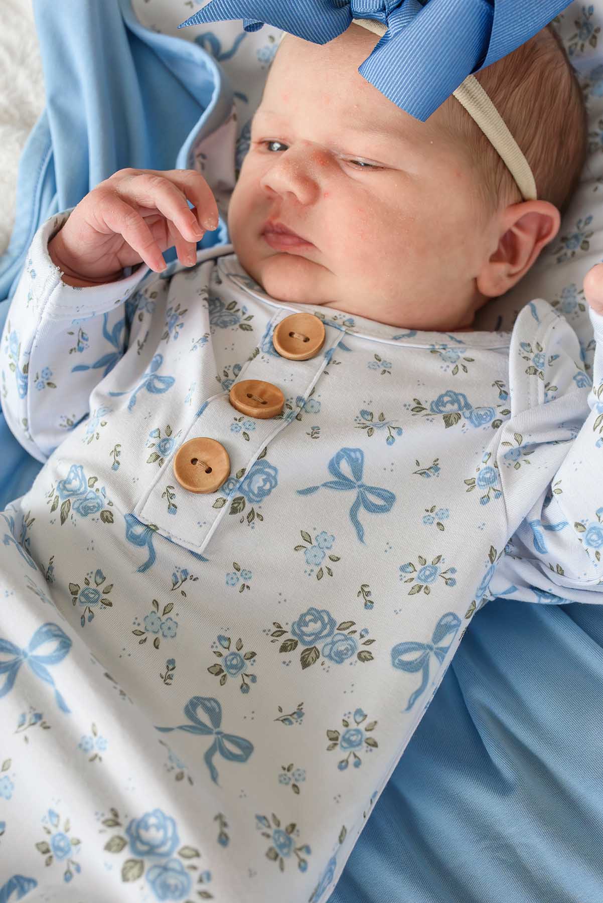 Newborn Baby Knot Gown & Hat Set | Tied In Blooms