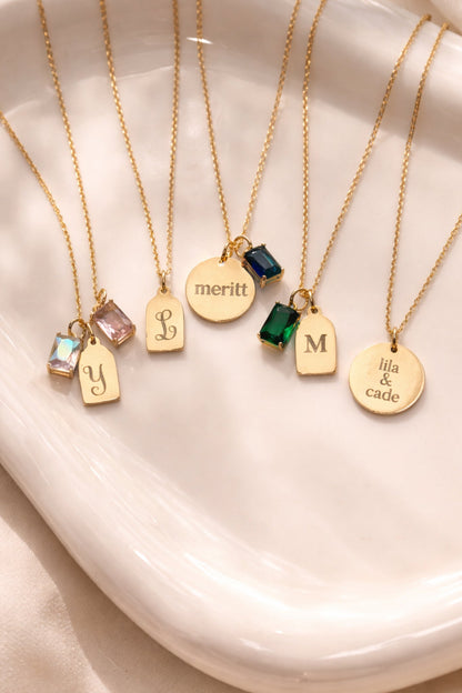 Engraved Tag Charm Necklace