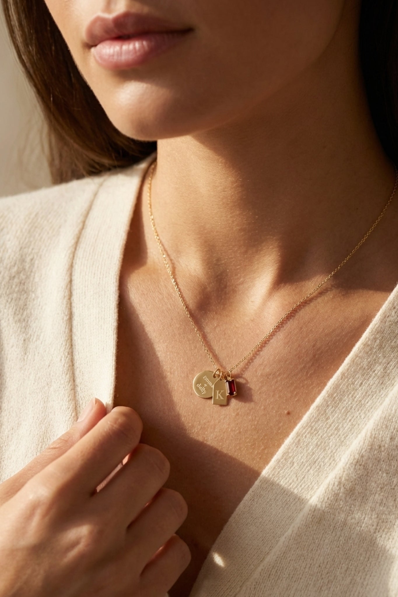 Engraved Tag Charm Necklace