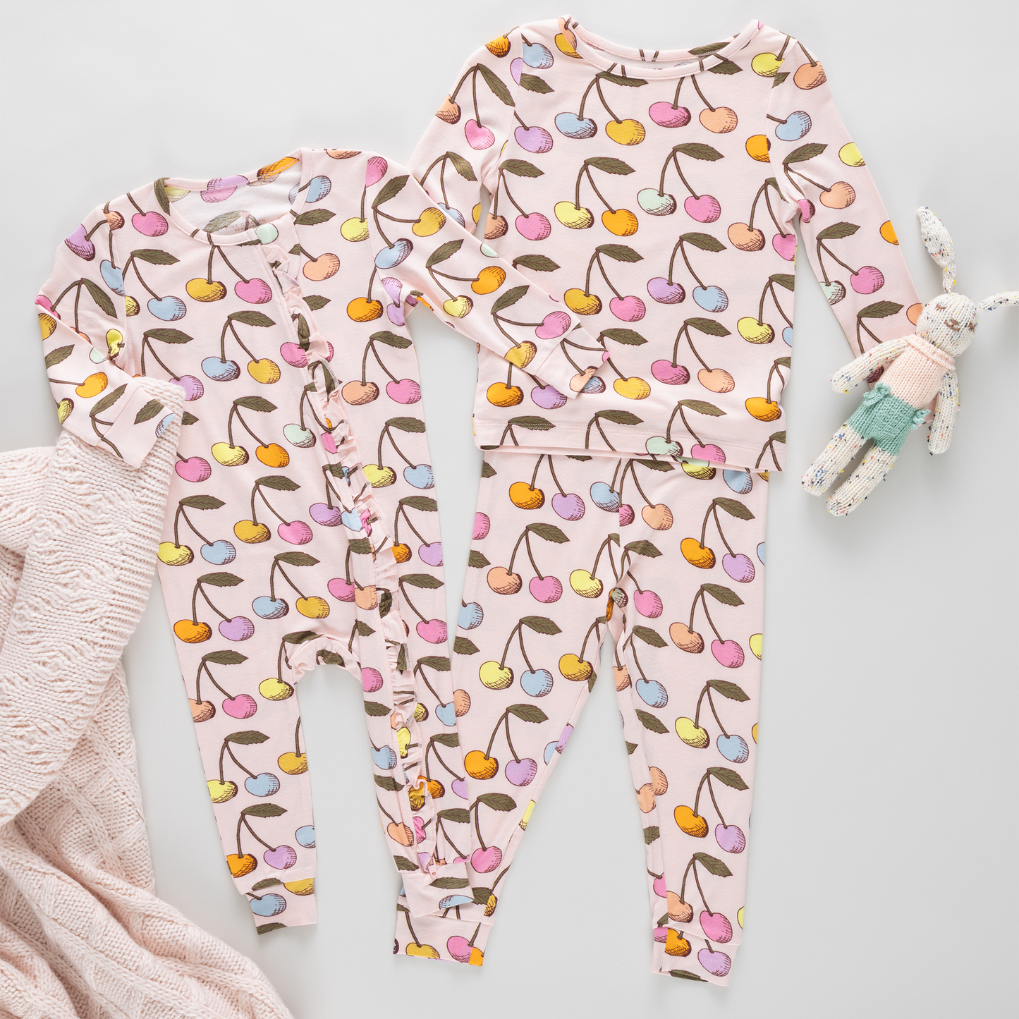 Baby Ruffle Bamboo Romper - Cloud Pink Cherry