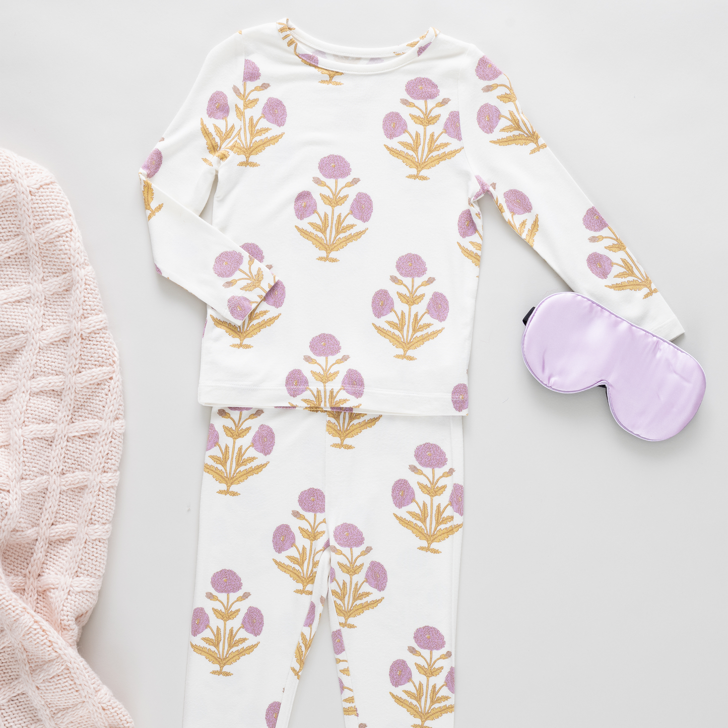 Kids Bamboo PJ Set - Lavender Dandelion