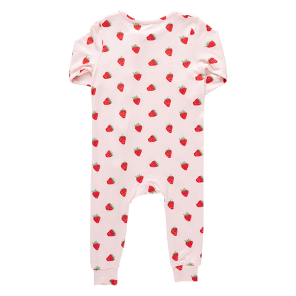 Baby Ruffle Bamboo Romper - Strawberries