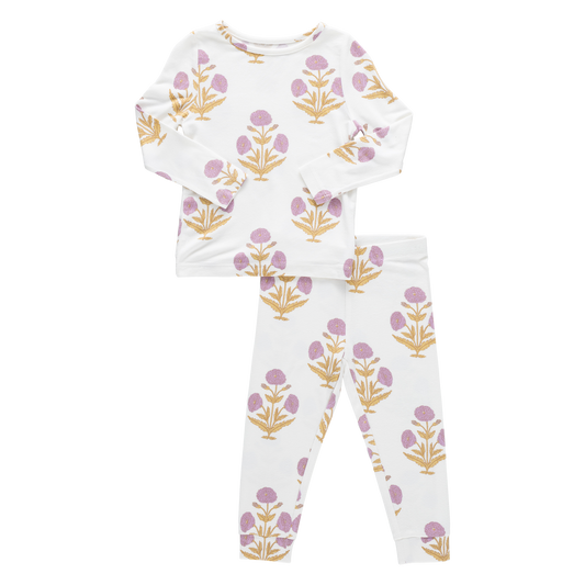 Kids Bamboo PJ Set - Lavender Dandelion