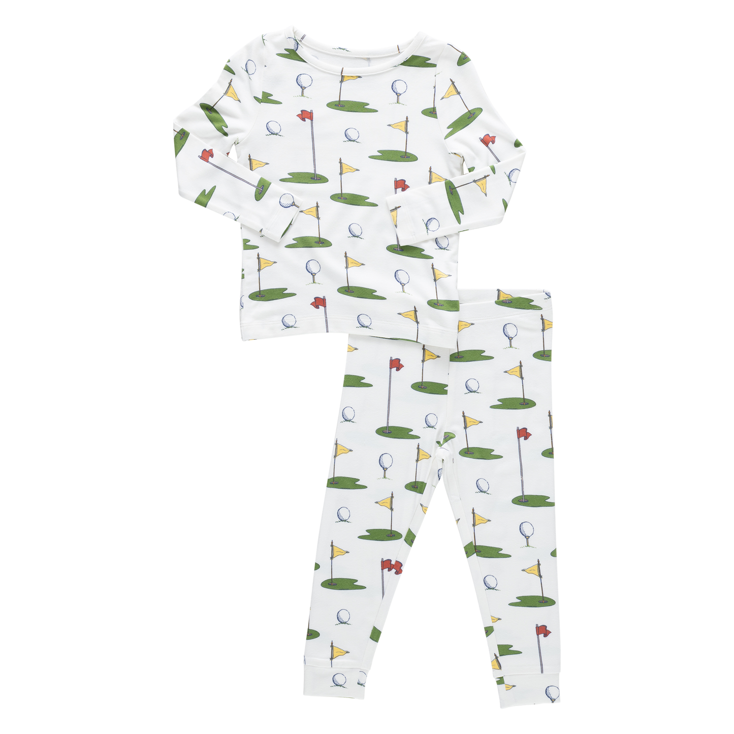 Kids Bamboo PJ Set - Cream Golf Tournament
