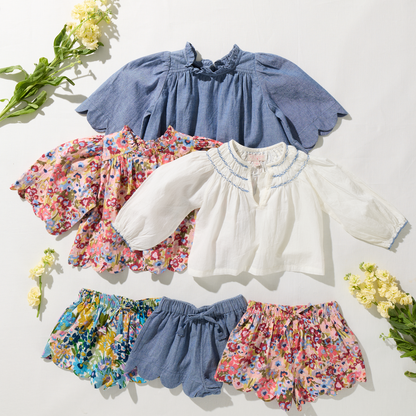 Girls Scallop Short - Chambray