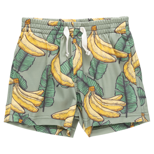 Boys Swim Trunk - Green Banana Leaves