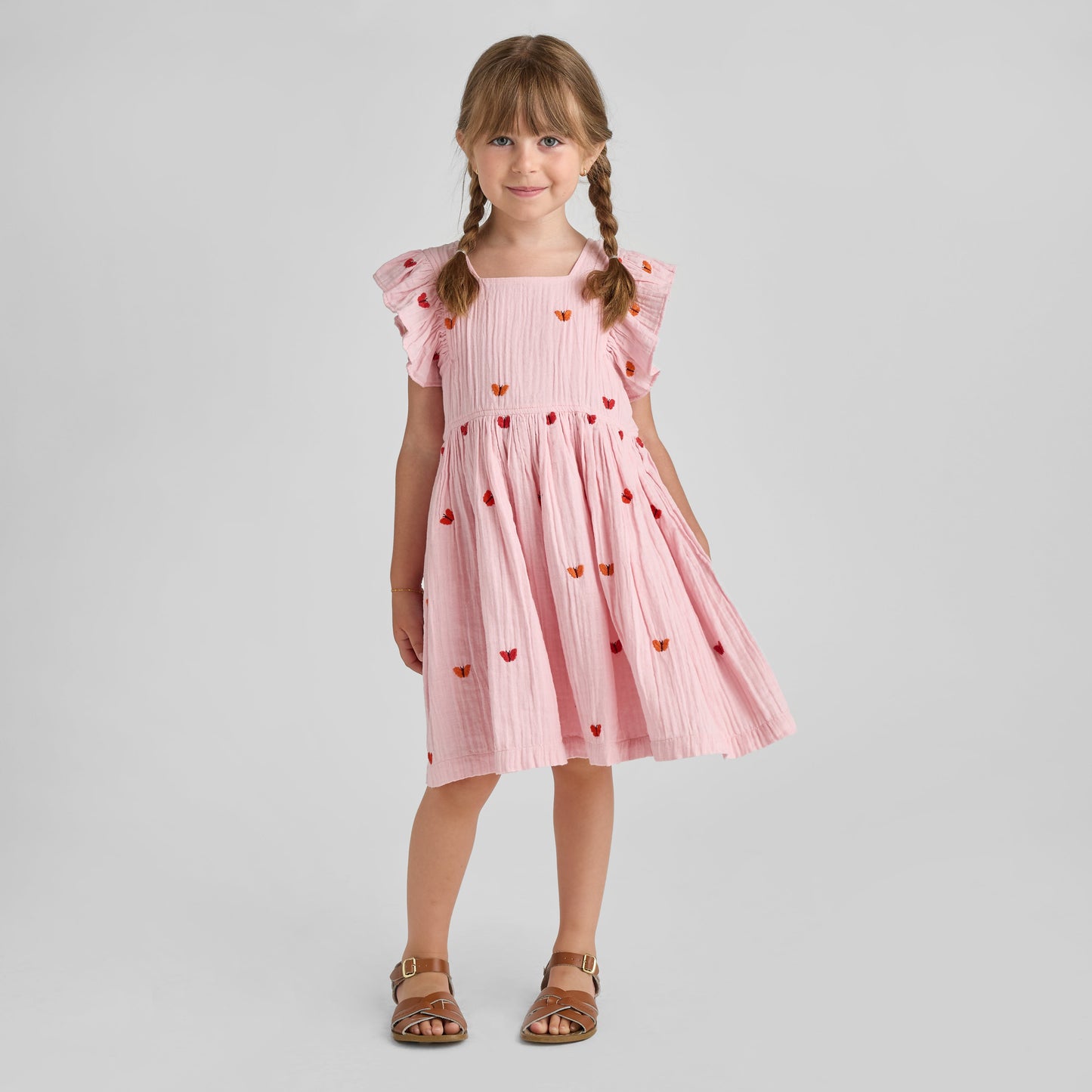 Girls Elsie Dress - Butterfly Embroidery