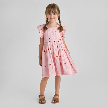 Girls Elsie Dress - Butterfly Embroidery