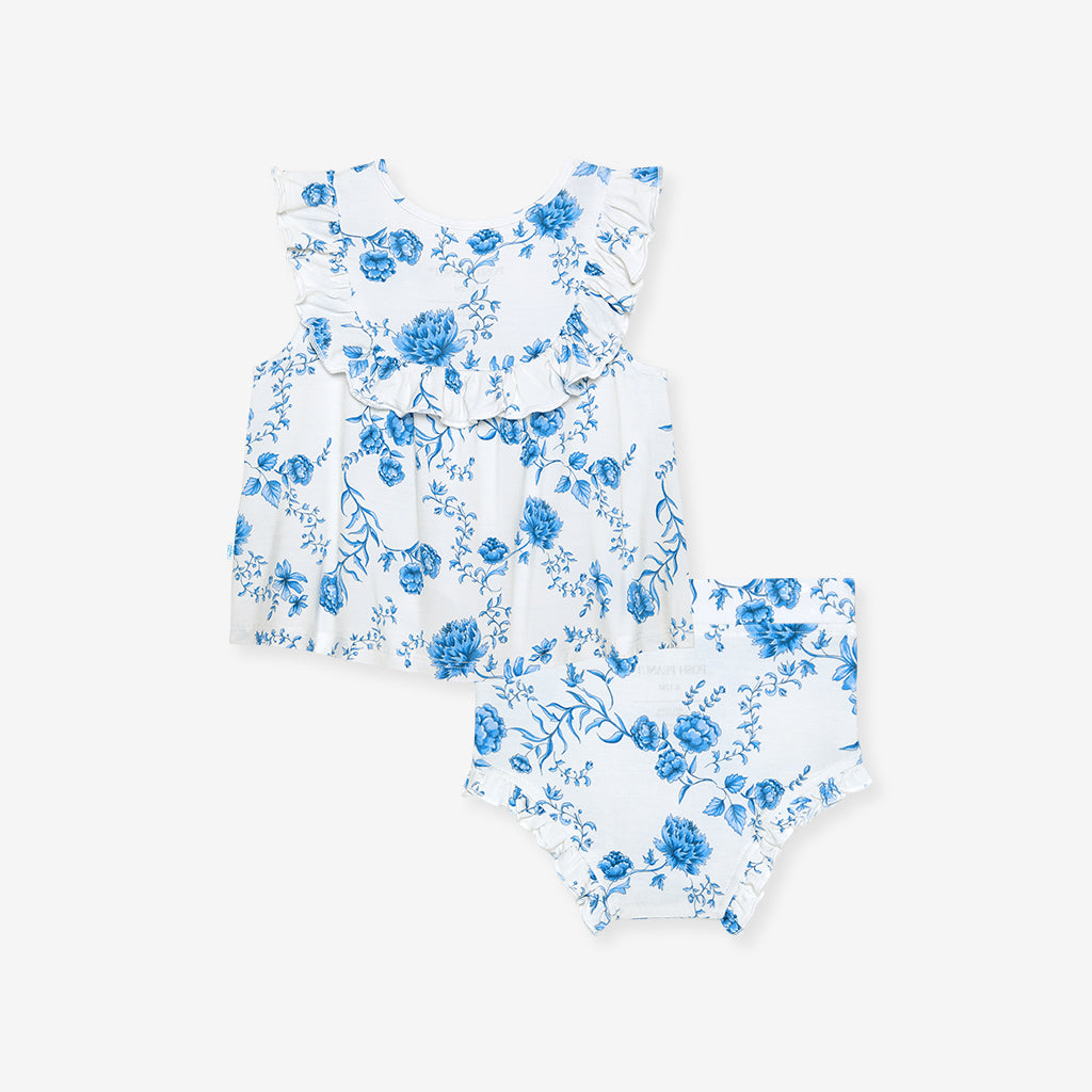 Hattie Flowy Ruffled Top Bummie Set