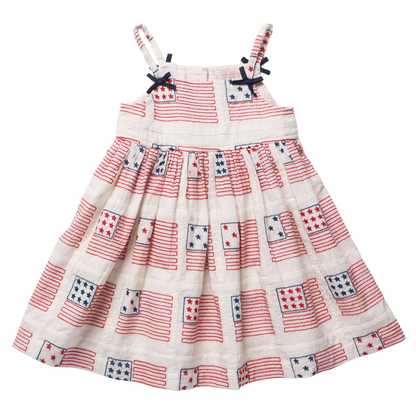 Girls Tia Dress - flag embroidery