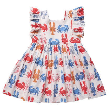 Girls Elsie Dress - Lobsters and Crabs
