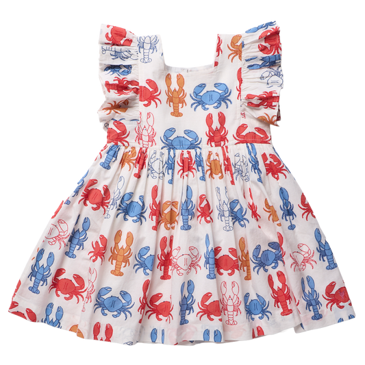 Girls Elsie Dress - Lobsters and Crabs