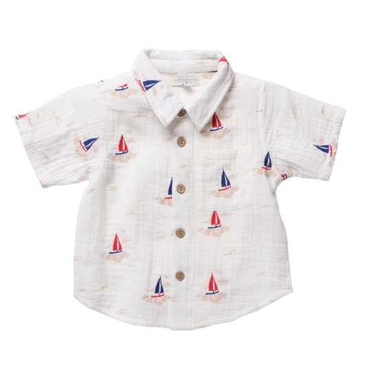 Boys Jack Shirt - Sailboat Embroidery