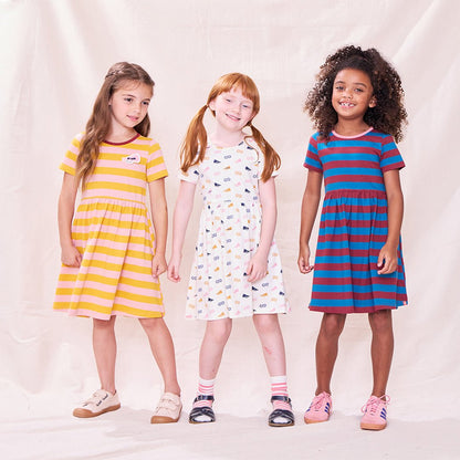 Sunny Dress - Teal and Burgundy Stripe
