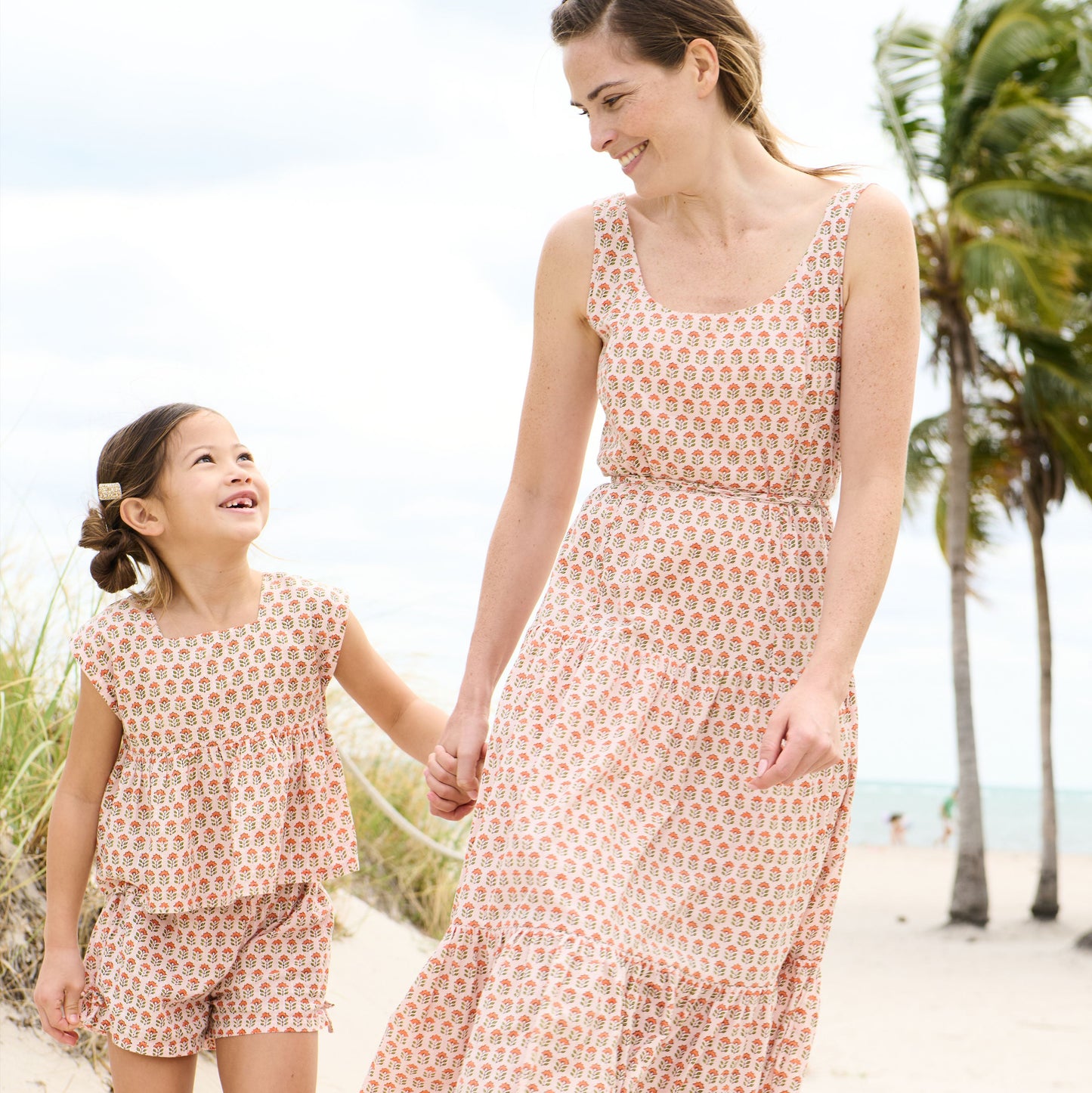 Womens Marilyn Tank Dress - Pink Prairie Block Print