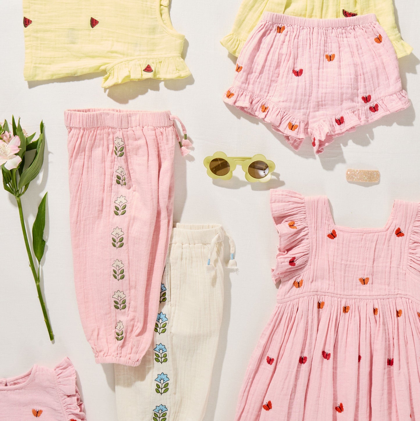 Girls Roey 2-PC Set - Watermelon Embroidery