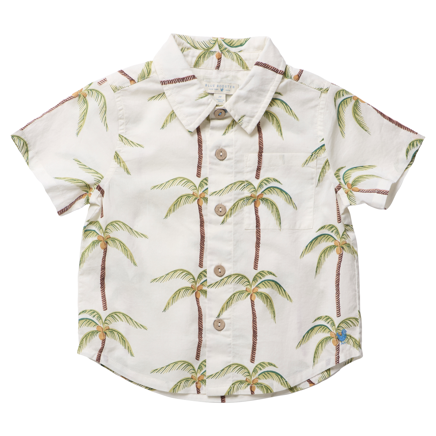 Boys Jack Shirt - Cream Palm Trees