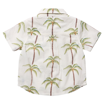 Boys Jack Shirt - Cream Palm Trees