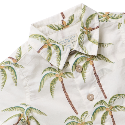 Boys Jack Shirt - Cream Palm Trees