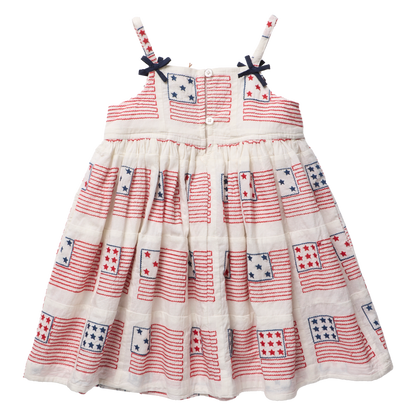 Girls Tia Dress - flag embroidery