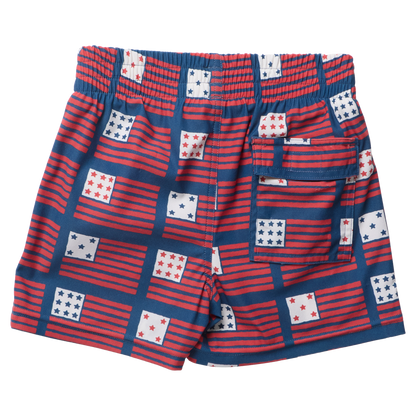 Boys Swim Trunk - Navy Flag