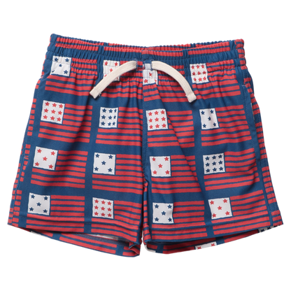 Boys Swim Trunk - Navy Flag